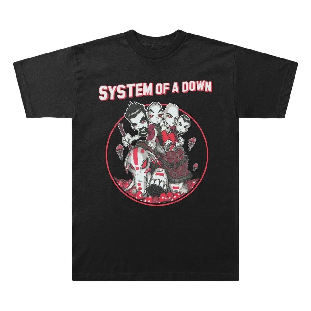 System Of A Down Mushroom People Graphic T-Shirt Rock Band Fan Concert Streetwea